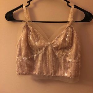 Blush pink sequence corset crop top